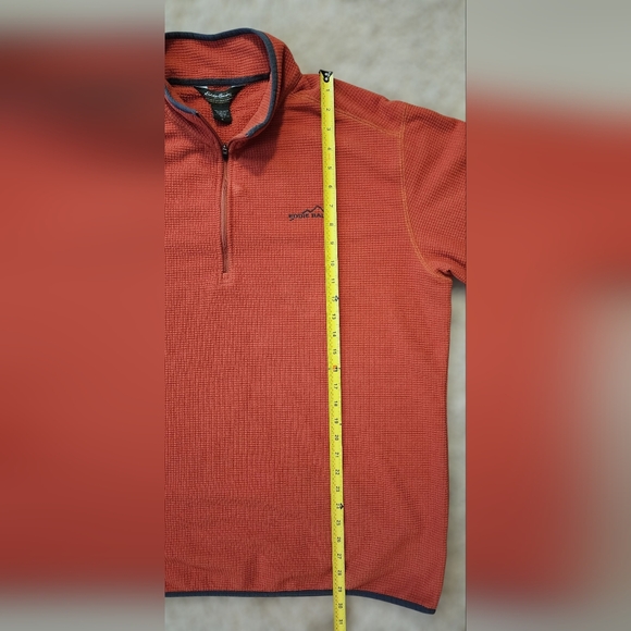 Eddie Bauer Men's XL Tall Quarter-Zip Fleece Pullover Waffle Knit Orange/Rust - Picture 8 of 9